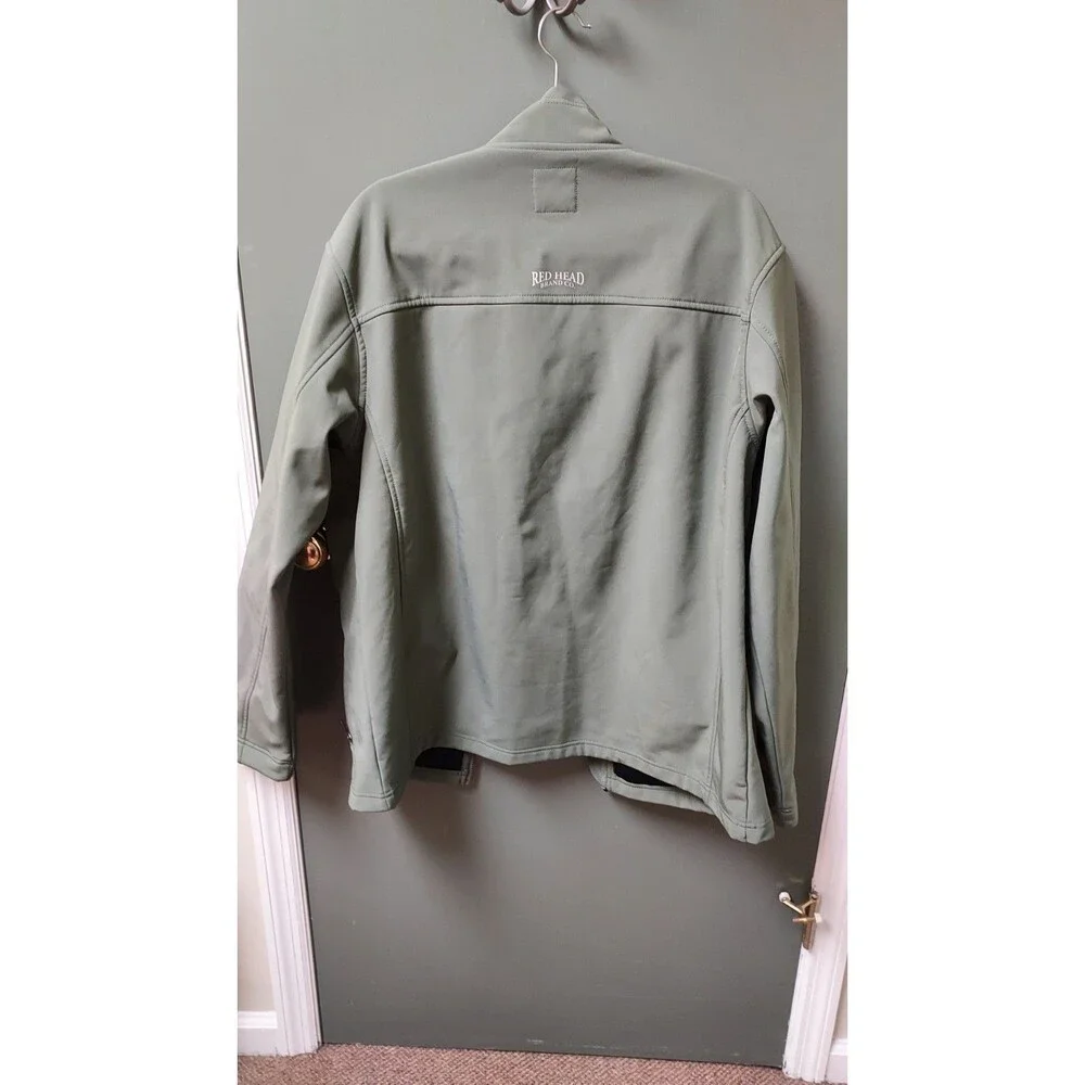 RedHead Men's Softshell Jacket Large Olive‎ Green Fleece Lined Full Zip Outdoor